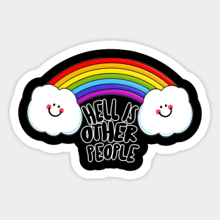 Hell Is Other People - Nihilist 80s Rainbow Graphic Design Sticker